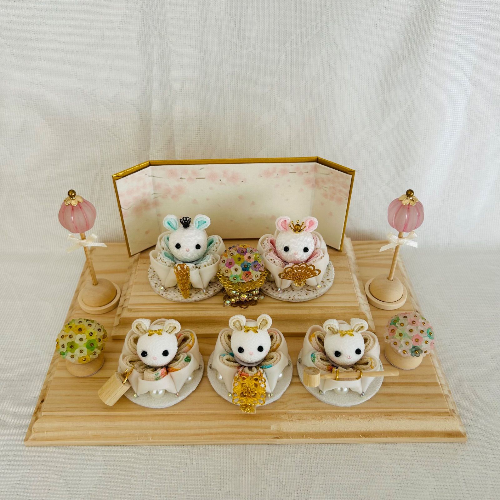 ハンドメイド 雛人形 お雛様 リバティ つまみ細工 おしゃれ ねこ