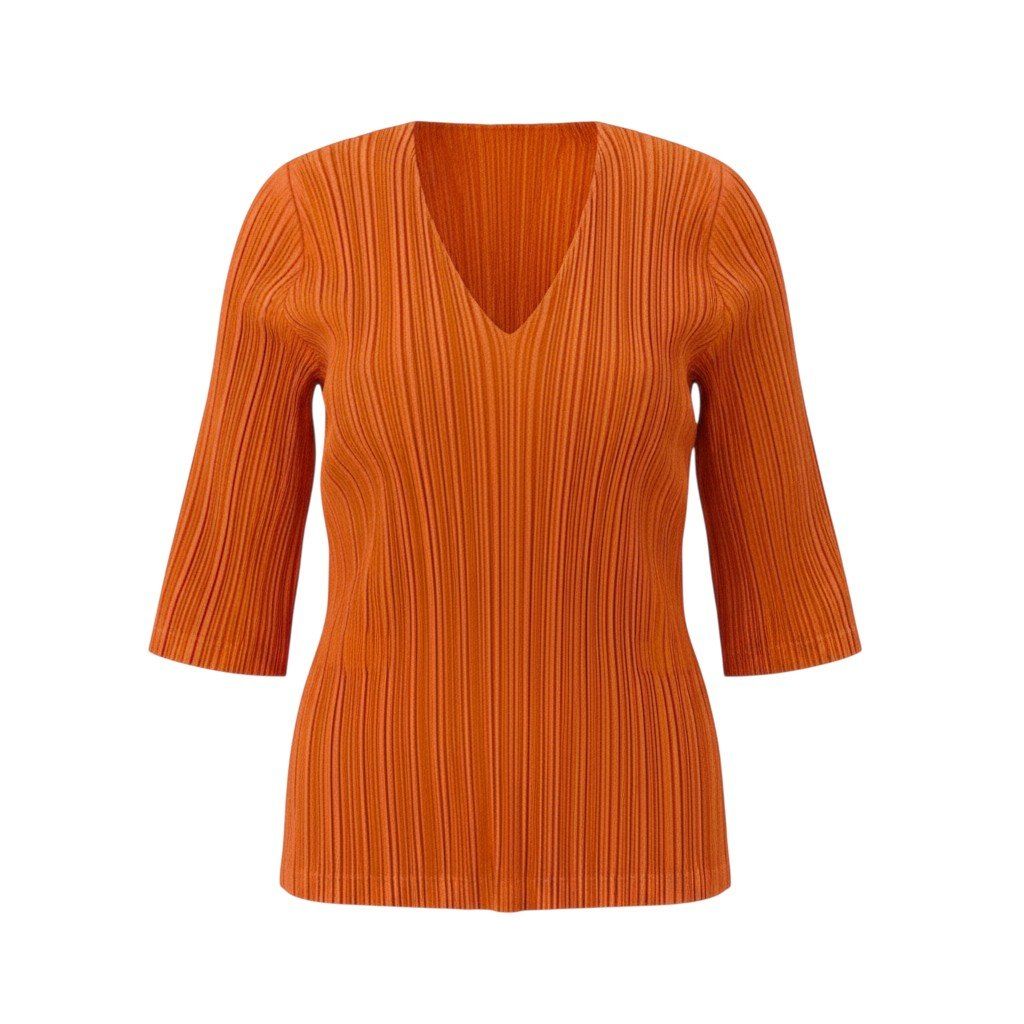 44k28 PLEATS PLEASE プリーツプリーズ 半袖カットソー Vネック 五分袖