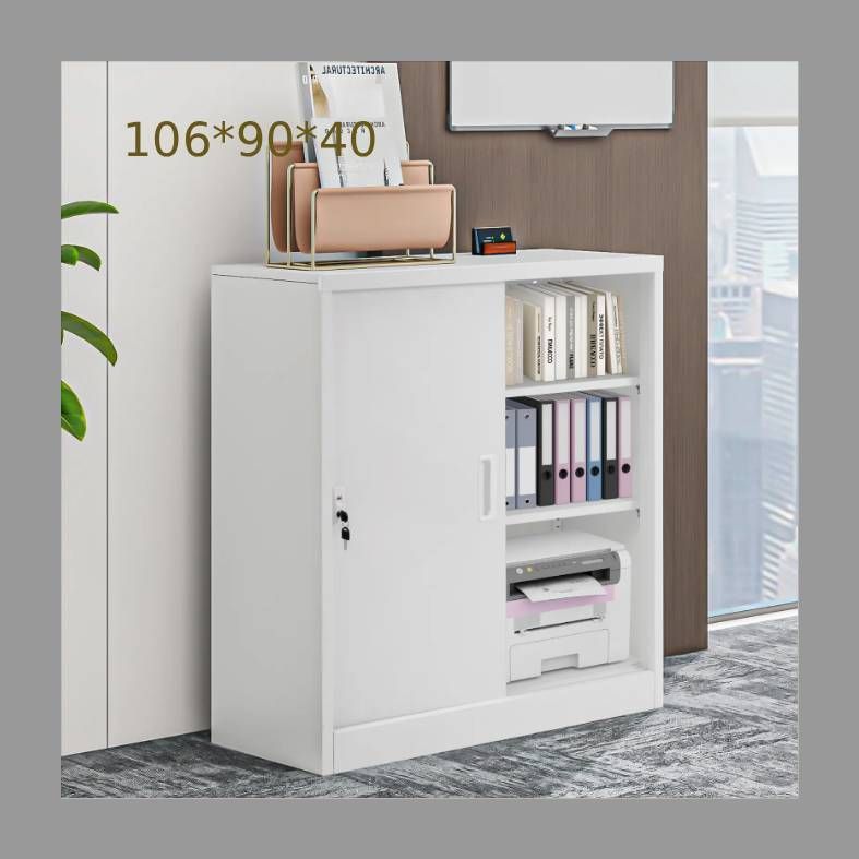 スチール書庫 引き戸タイプ 書類保管庫 保管庫 収納 オフィス 事務所 更衣室 学校 業務用 書庫 おしゃれ キャビネット スチールキャビネット ベース付き 可動棚 A 4対応 日本語説明書付き 棚板可動 大容量106 90 40