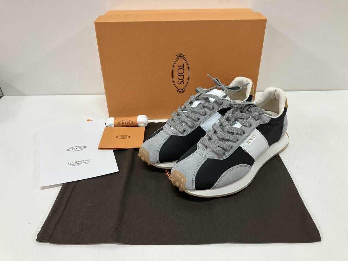 TOD S トッズ スニーカー き スエードトリム ブラック＆ ホワイト- グレー 381|2