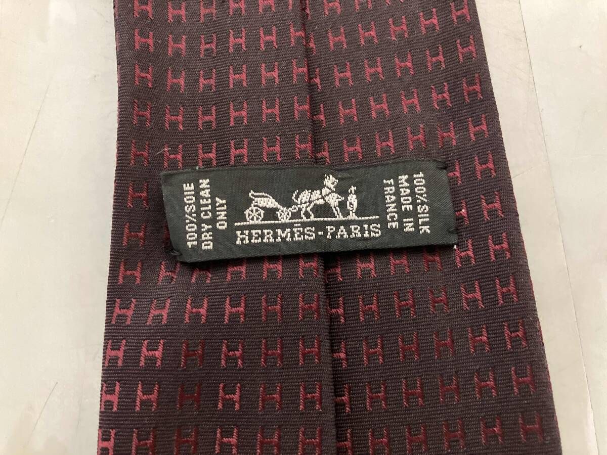 HERMES エルメス ネクタイ ファソネ H柄 シルク バイオレット - メルカリ