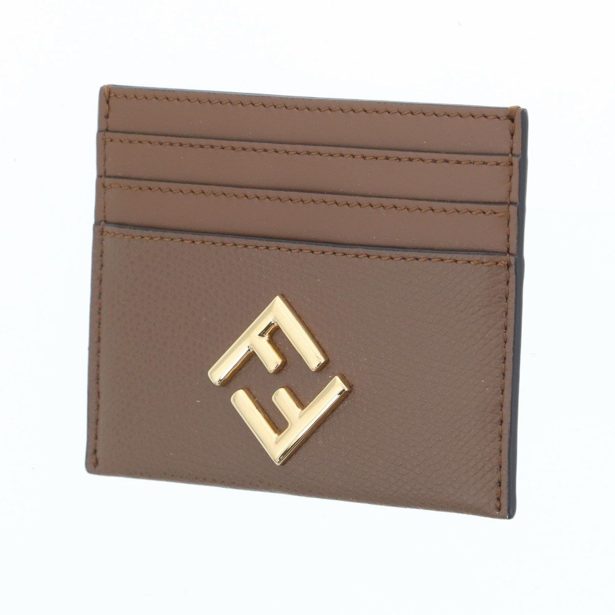 FENDI フェンディ FFダイヤモンド カードケース 8 M 0445 レディース レザー ブラウン Tシャツ 透け感