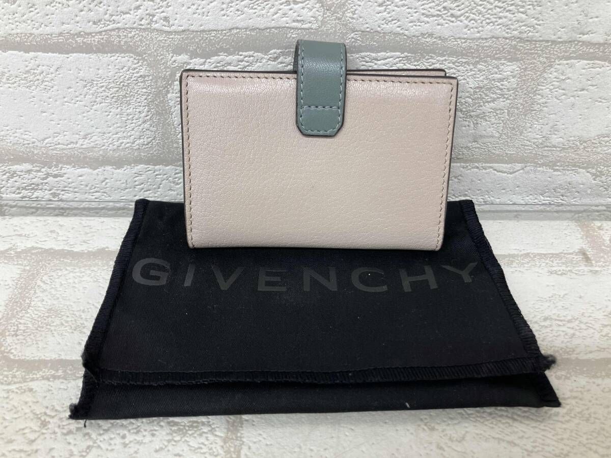 GV 3 CARD CACE ジバンシイ カードケース ベージュ ブルーグレー レザー