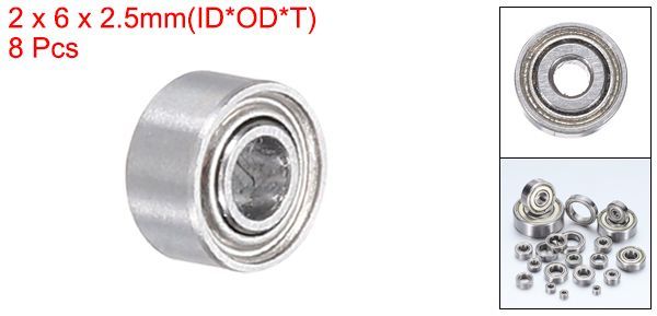 uxcell 8個のMR62ZZディープグルーブボールベアリングZ2 2 x 6 x 2.5mm