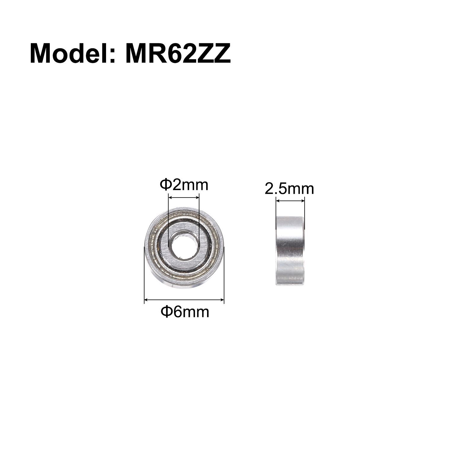 uxcell 8個のMR62ZZディープグルーブボールベアリングZ2 2 x 6 x 2.5mm