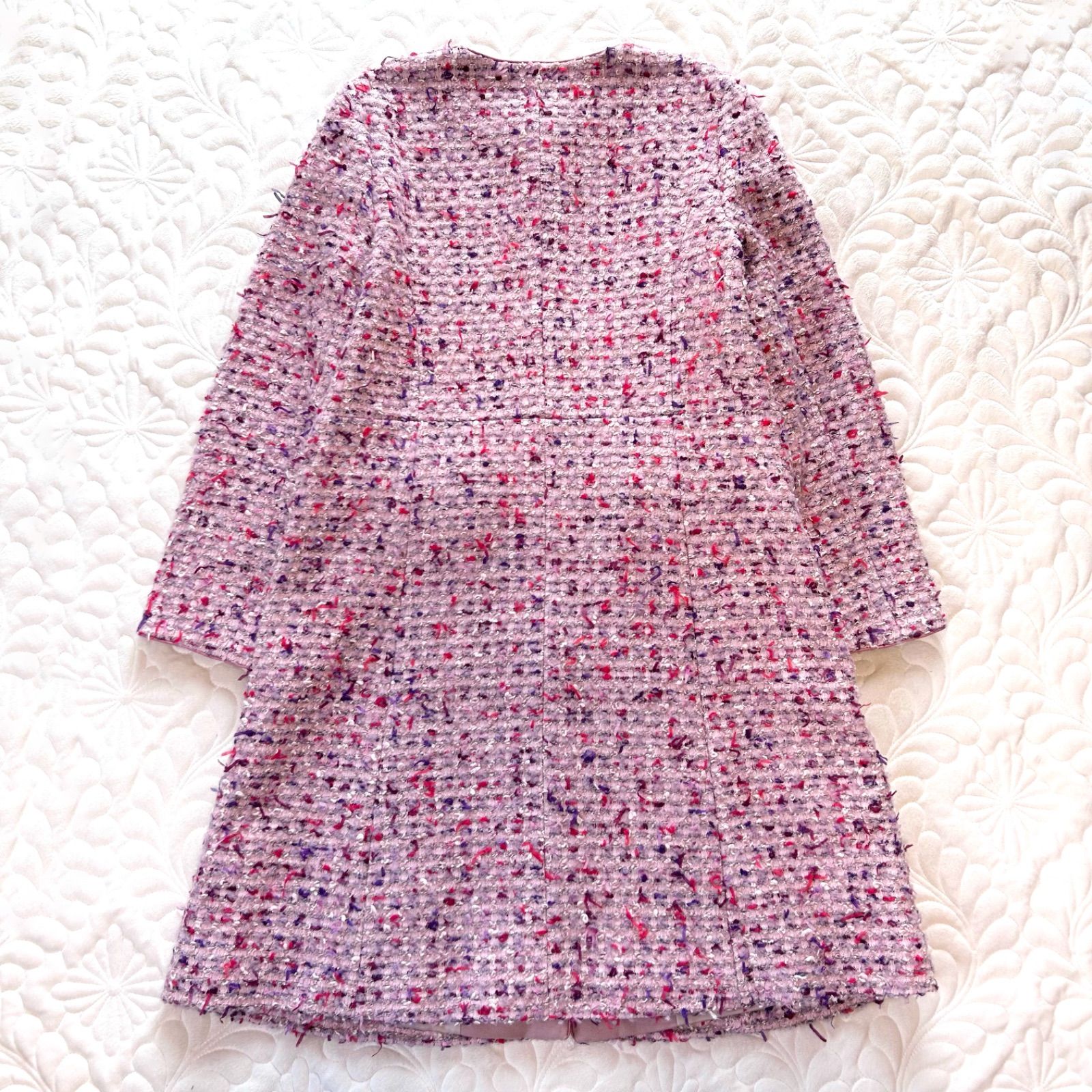 TOCCA トッカ 【大きいサイズ 4】ツイード ノーカラー ロングコート