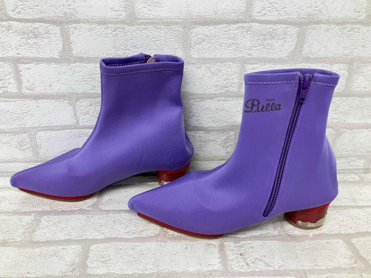 TOGA PULLA トーガプルラ 2 way ストレッチ カバー ブーツ パープル レッド レディース サイズ36