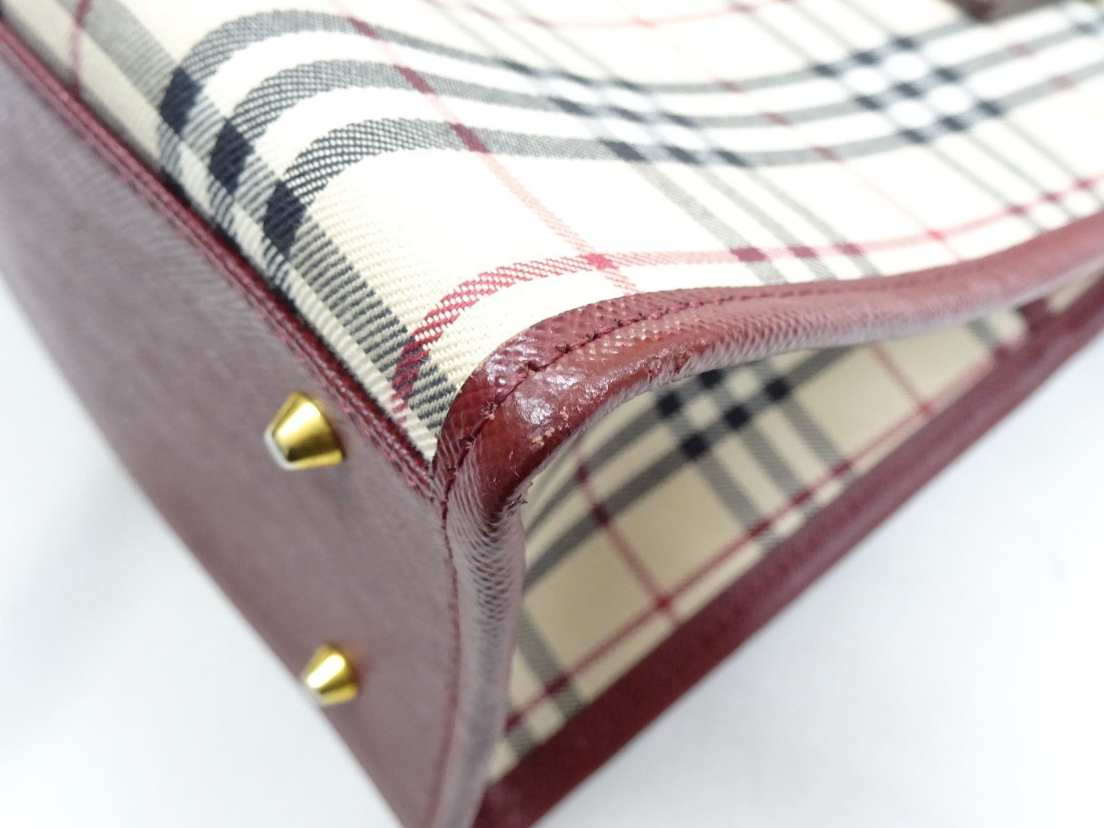 BURBERRY バーバリー ノバチェック ベージュ ボルドー トートバッグ
