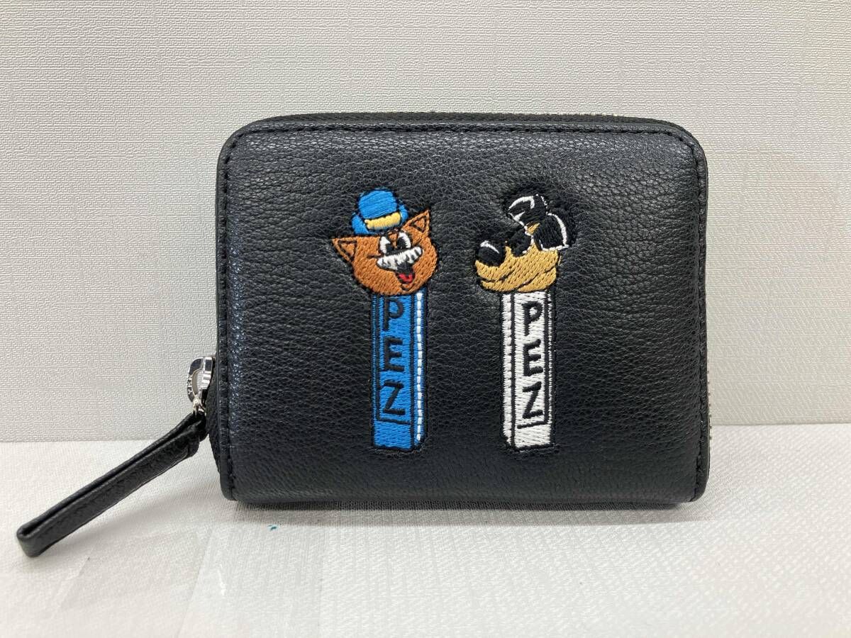 通年 ear PAPILLONNER イアパピヨネ PEZ perche earコラボ ジャ 折り財布 ウォレット ミニウォレット レザー財布 山羊革 ブラック