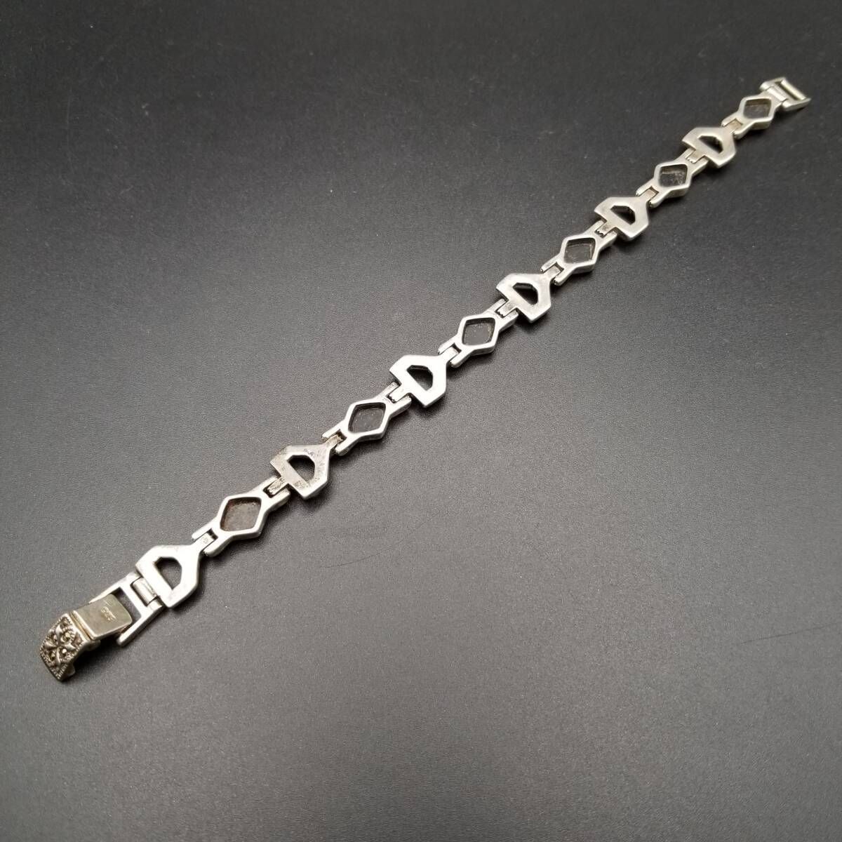 クラシカル オニキス ダイヤカット マーカサイト装飾 925 シルバー