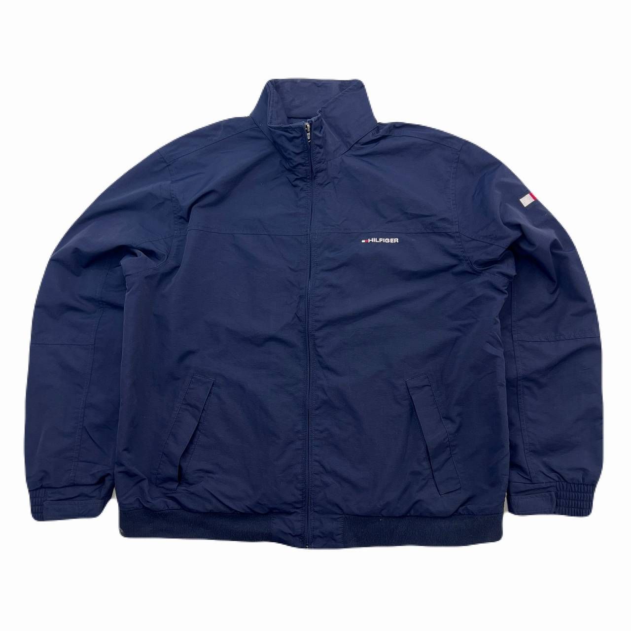 トミーヒルフィガー 中綿 ナイロンジャケット　ネイビー Lサイズ　未使用 トミーヒルフィガー ナイロンジャケット 収納式フード付 ビッグ
