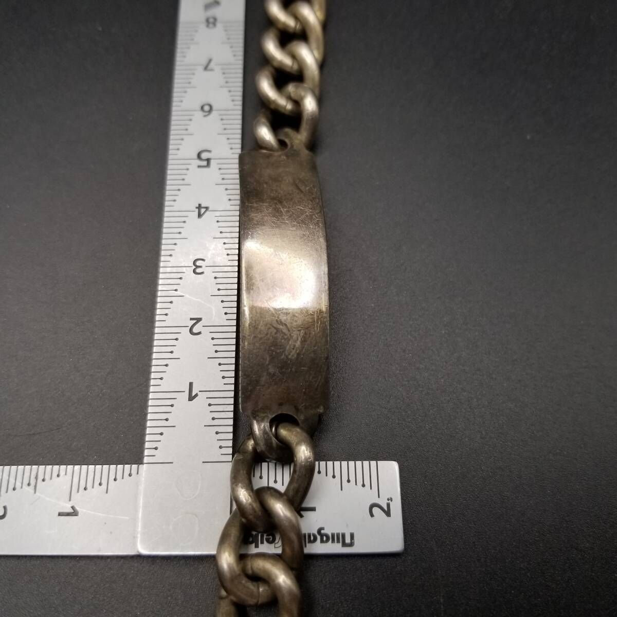 1977年 英国 ヴィンテージ IDタグ 長方形プレート 925 シルバー