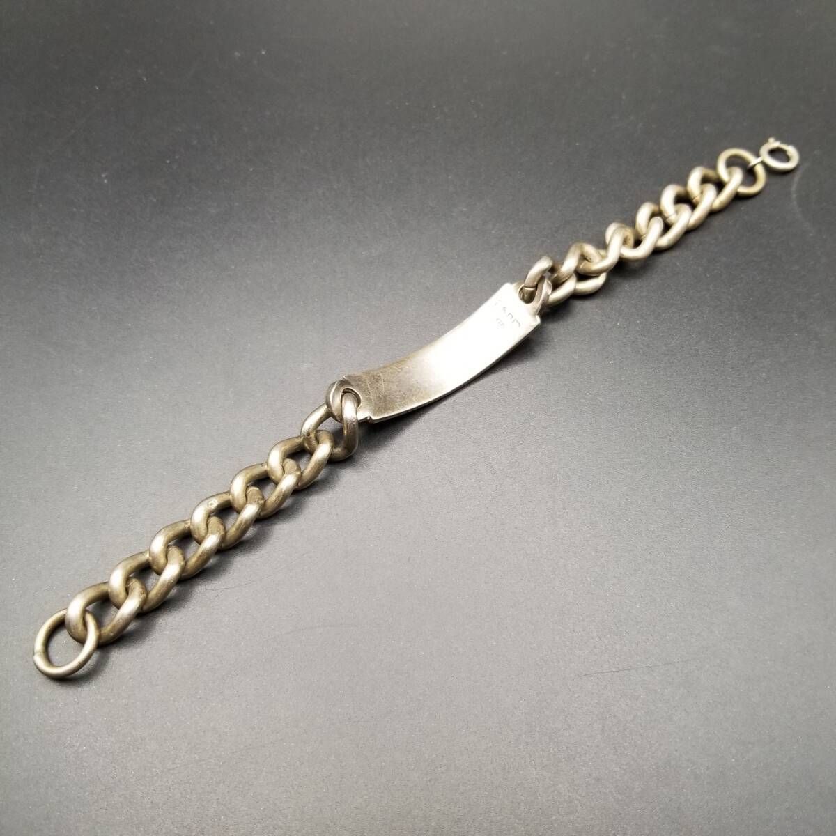 1977年 英国 ヴィンテージ IDタグ 長方形プレート 925 シルバー