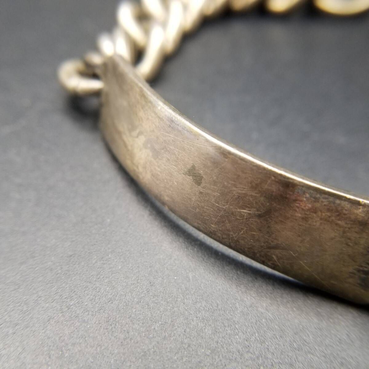 1977年 英国 ヴィンテージ IDタグ 長方形プレート 925 シルバー