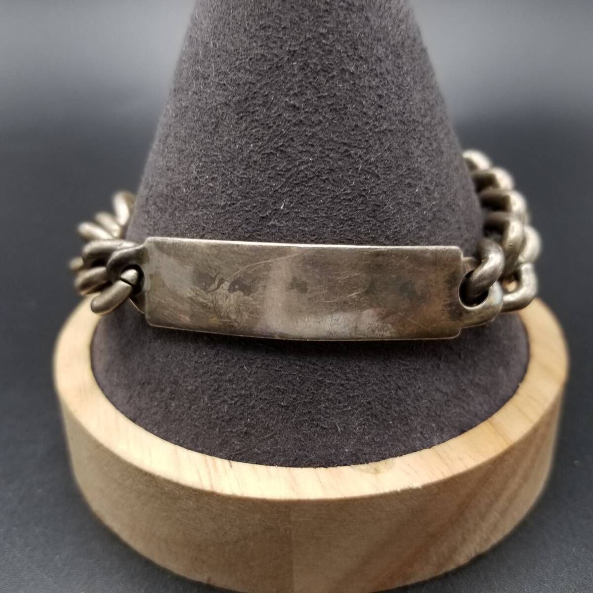 1977年 英国 ヴィンテージ IDタグ 長方形プレート 925 シルバー