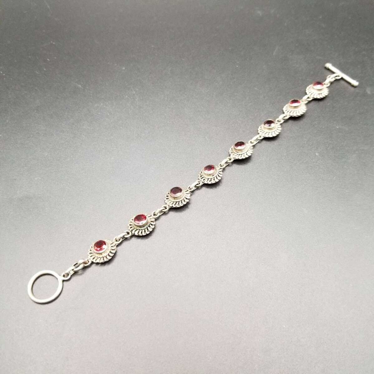 ガーネット ラウンド フラワーチェーン ヴィンテージ フローラル ブレスレット ボヘミアンガーネットのフラワーネックレス(チェコスロバキア)