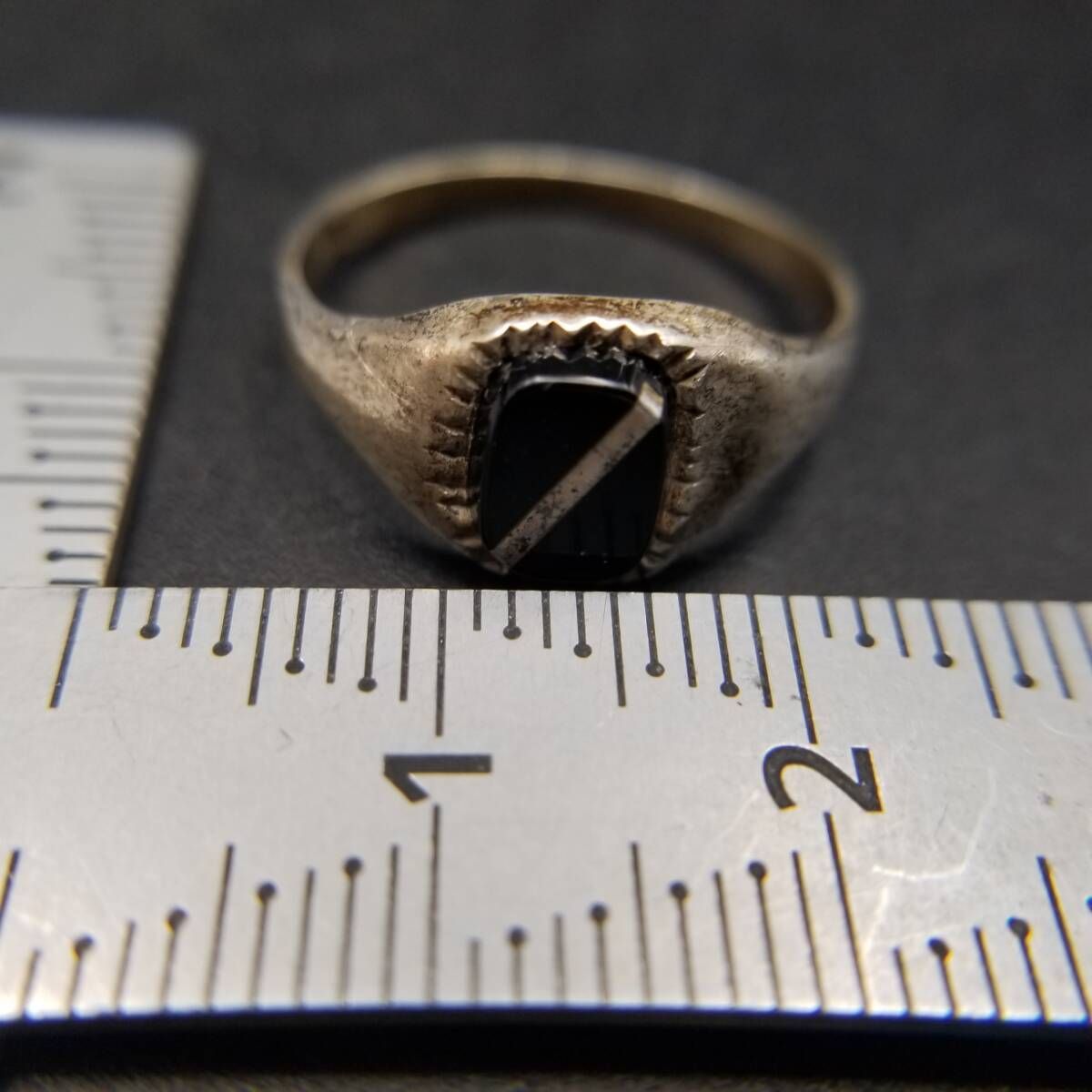 オニキス レクタングル スラッシュライン 925シルバー ヴィンテージ