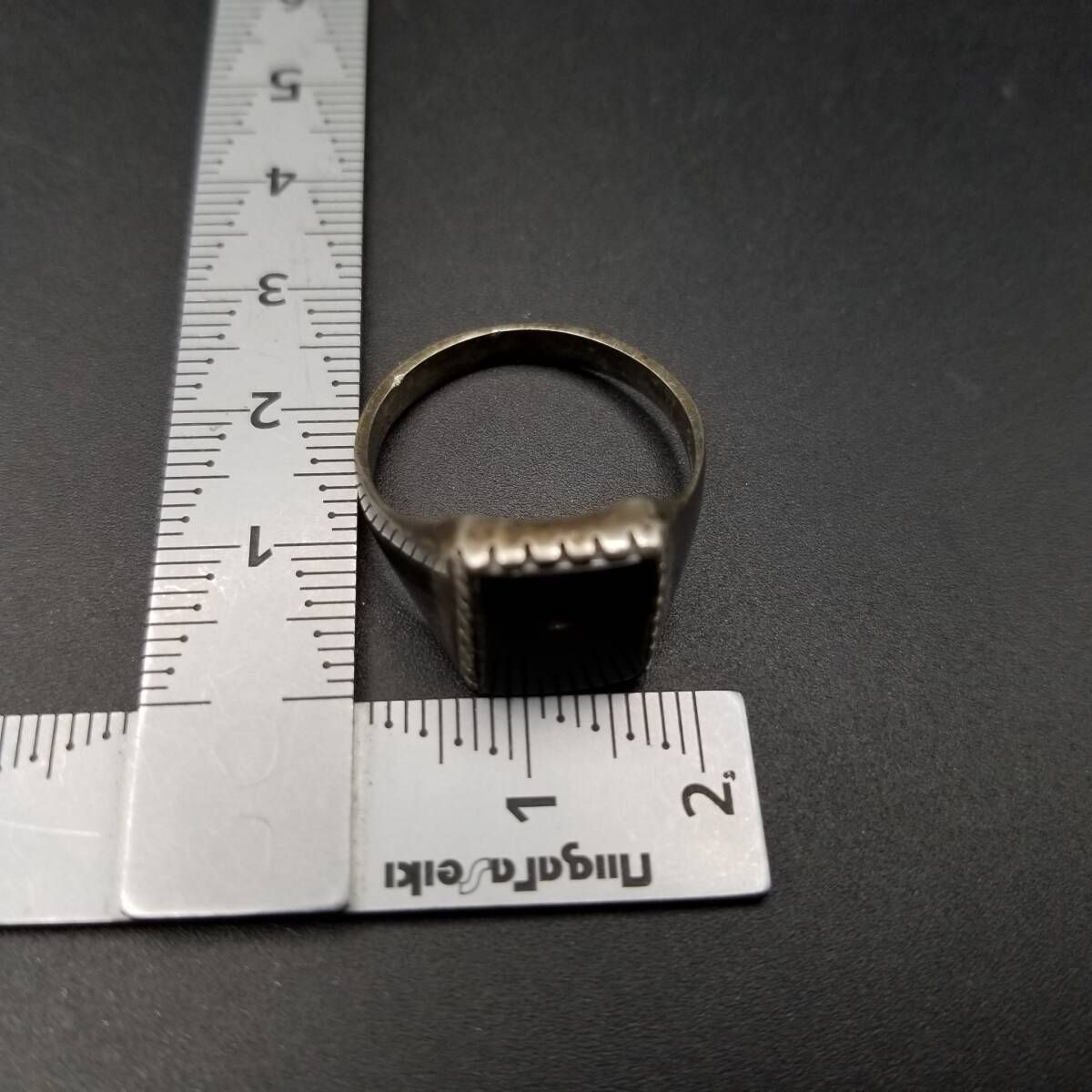 オニキス インレイ スクエア 925 シルバー ヴィンテージ シグネット