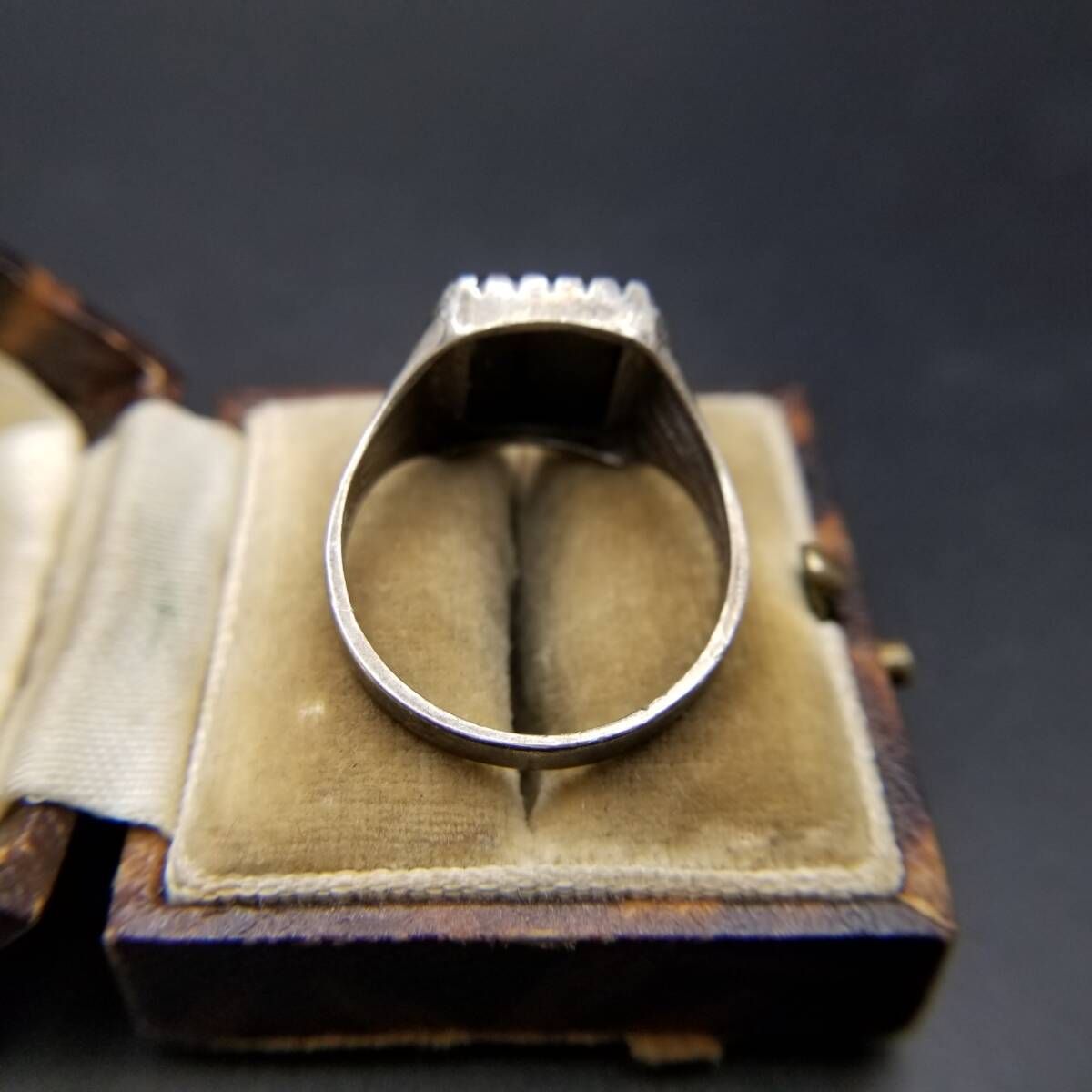 オニキス インレイ スクエア 925 シルバー ヴィンテージ シグネット