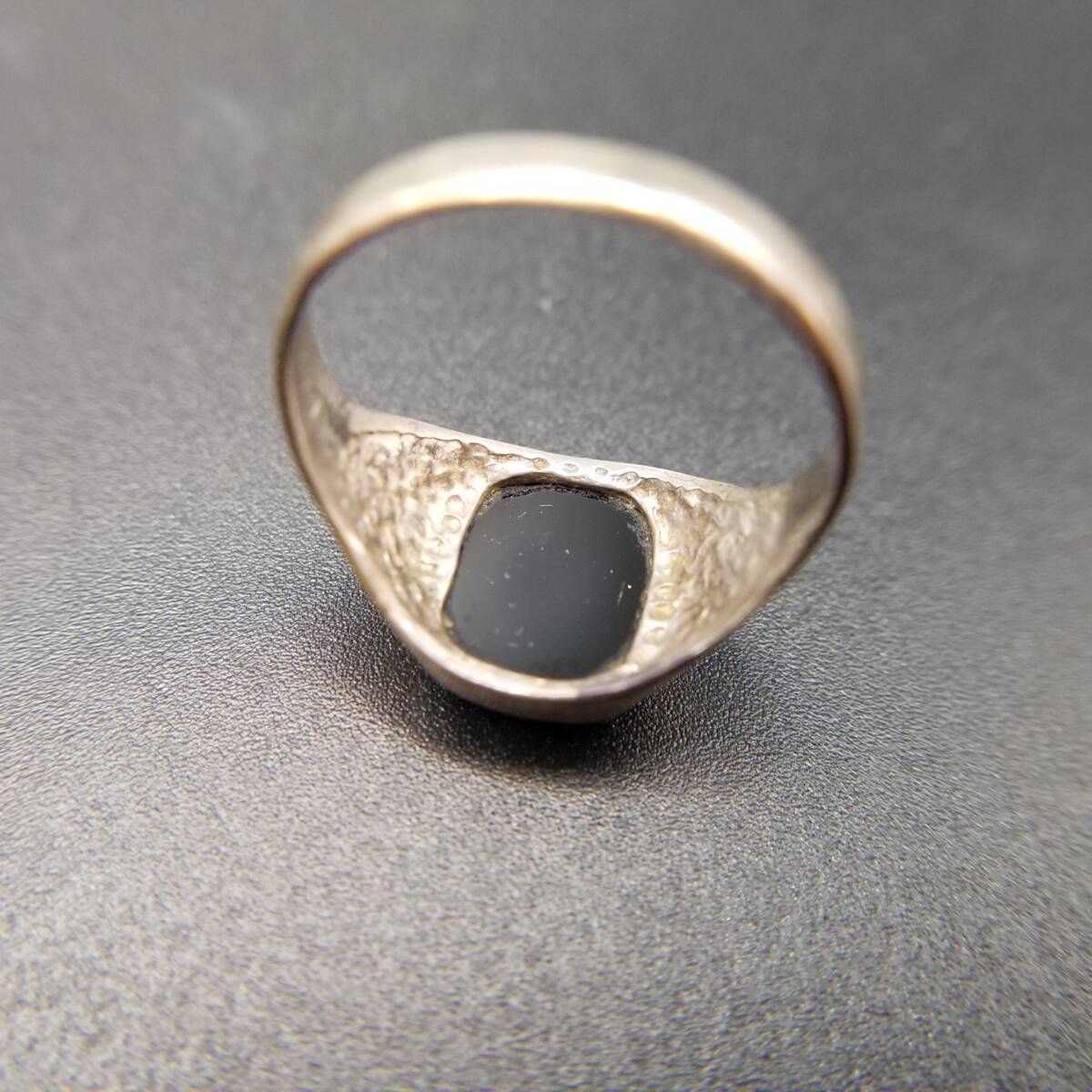 1979年 英国 ヴィンテージ オニキス インレイ 925 シルバー シグネット