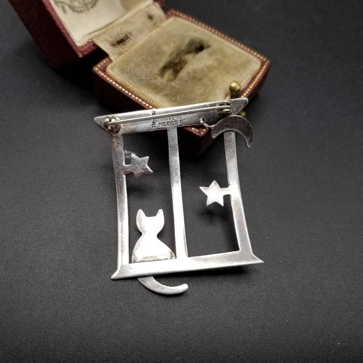 Anne & Jane Harvey 最高 メキシコ 925 シルバー 窓際 夜空を眺める猫