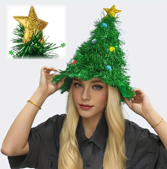 輝くサンタ帽子 クリスマスツリーの帽子 大人用 ふかふか クリスマス