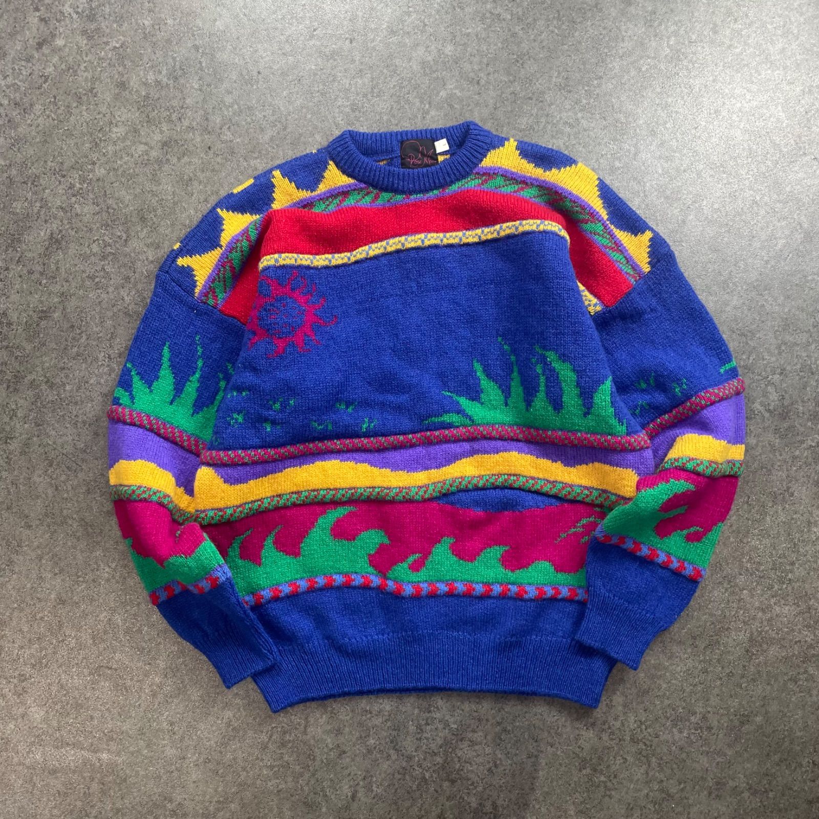 英国製 Crazy Pattern 3D Design Sweater Multicolore 3D クレイジー