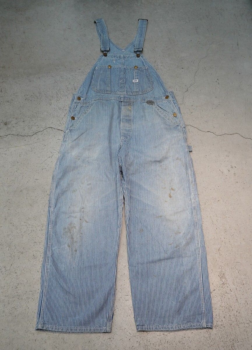 70 S Lee リー ヒッコリー ストライプ オーバーオール ツナギ ビンテージ 白 青 609 P