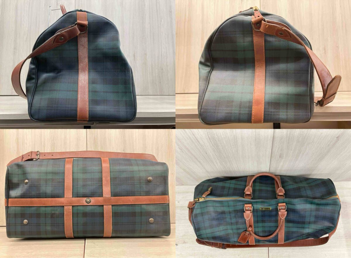 POLO RALPH LAUREN ボストンバッグ チェック柄 レザー 現状品 - メルカリ