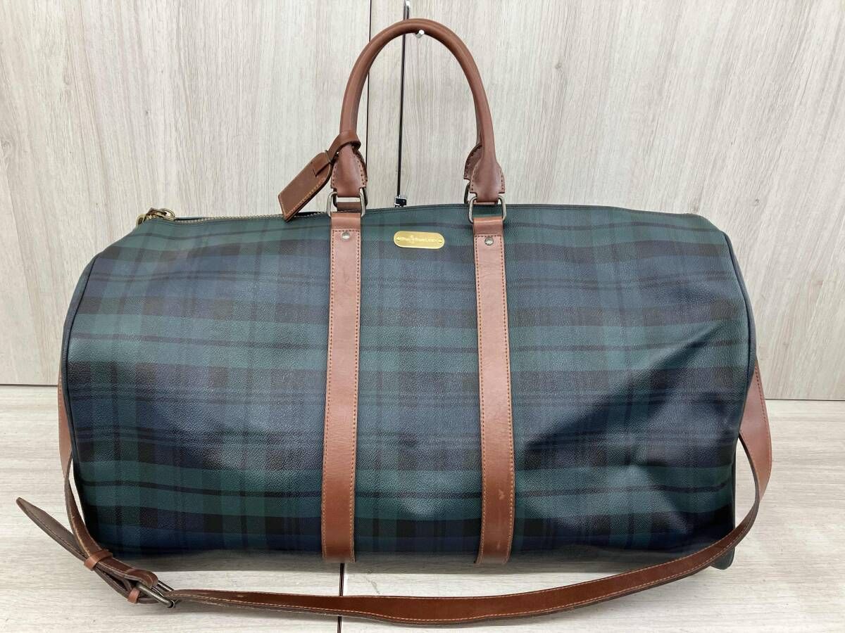 POLO RALPH LAUREN ボストンバッグ チェック柄 レザー 現状品 - メルカリ