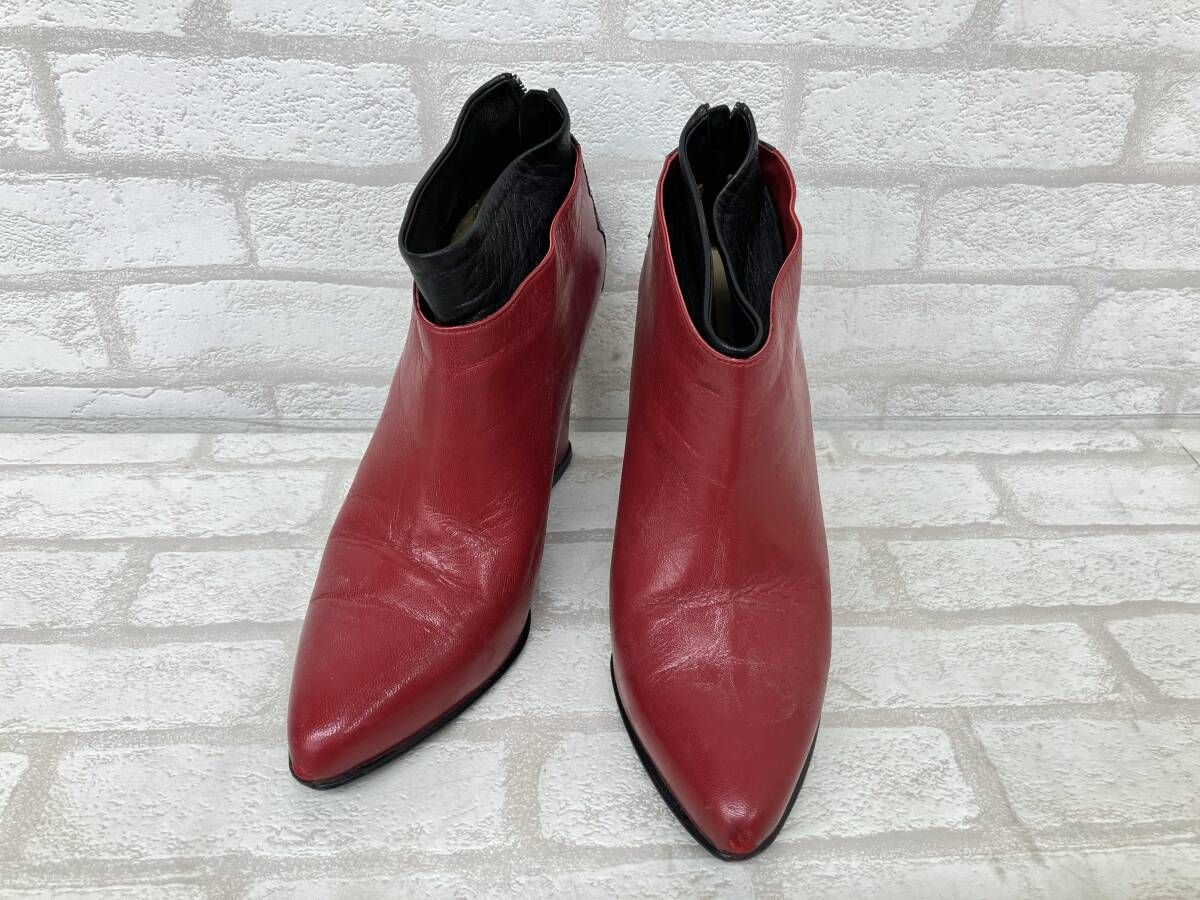 TOGA PULLA トーガプルラ ショートブーツ ウェッジソール レッド ブラック レディース サイズ36 状態考慮