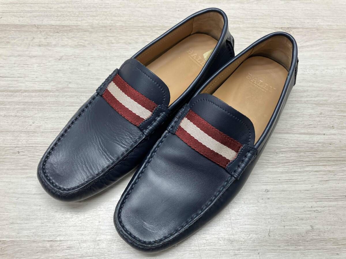 BALLY|バリー WALTEC.O ドライビングシューズ モカシン ローファー レザー 赤×白ロープデザイン スクエアトゥ イタリア製 スリッポン 7.5