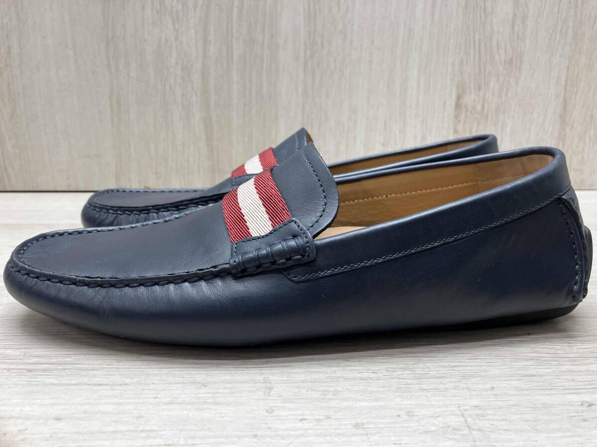 BALLY バリー WALTEC O ドライビングシューズ モカシン ローファー レザー 赤 白ロープデザイン スクエアトゥ イタリア製 スリッポン 7 5