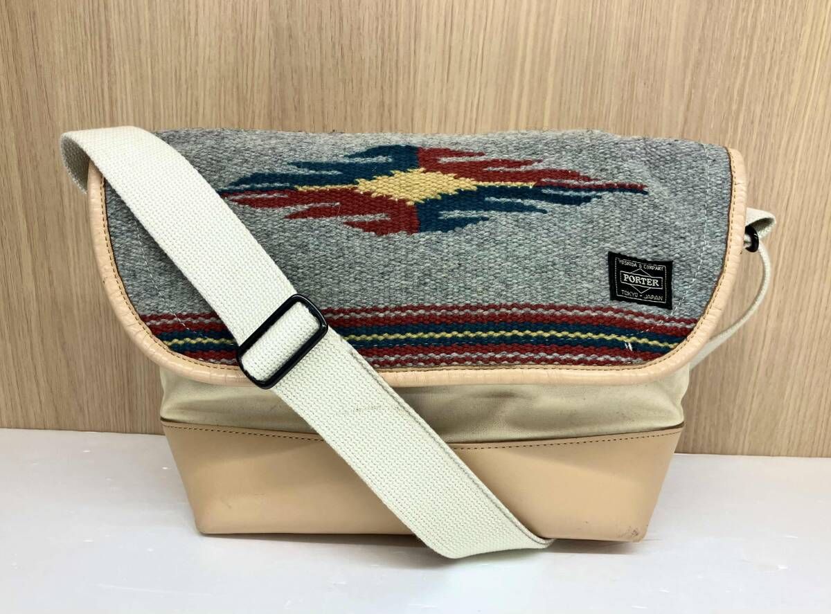 PORTER × BEAMS ポーター×ビームス ショルダーバッグ 別注 吉田カバン ウール ベージュ 通年