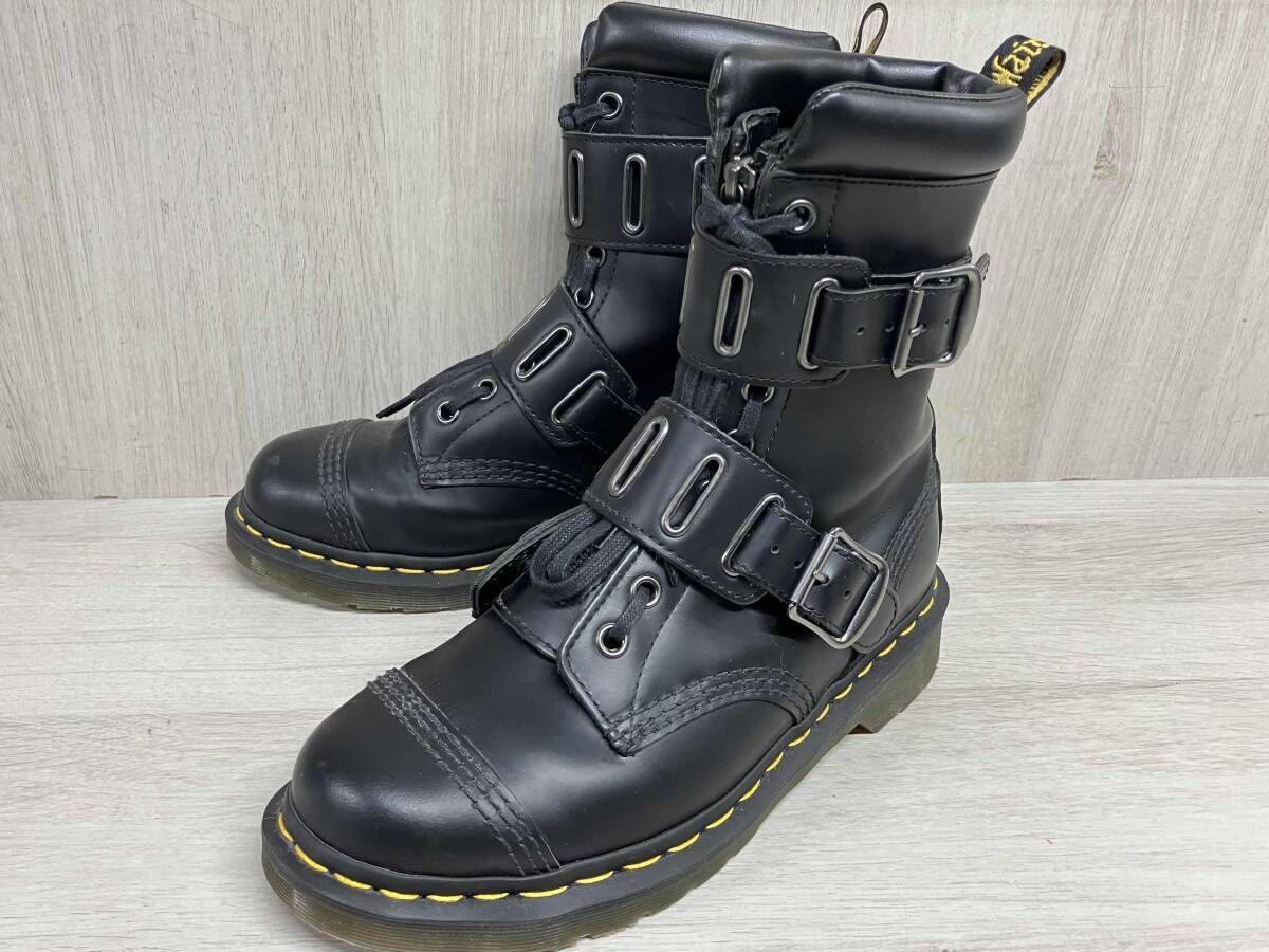 Dr.Martens QUYNN ベルト ストラップ ブーツ ドクターマーチン ブラック 本革 レザー クイン シューズ 靴 レディース UK 5 24 cm