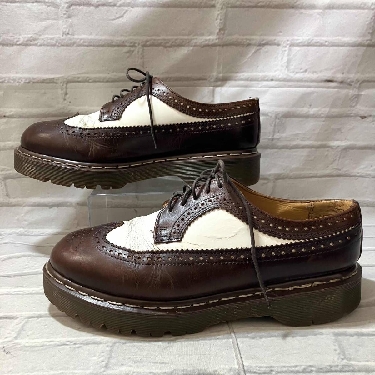 Dr Martens ドクターマーチン ウィングチップ イングランド製 ツートン 26 5 cm ブラウン ホワイト