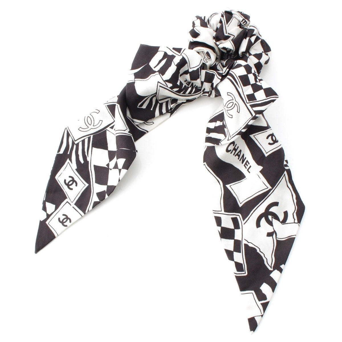 シャネル シルク ココマーク リボン シュシュ スカーフ ヘア