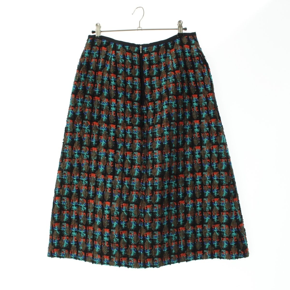ドゥロワー ウール ナイロン シルク混 ツイード フ スカート 6524-299-1242 マルチカラー 38