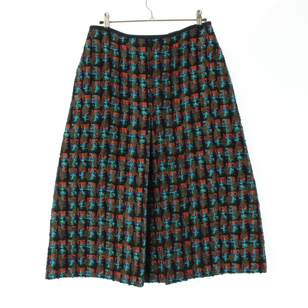 ドゥロワー ウール ナイロン シルク混 ツイード フ スカート 6524-299-1242 マルチカラー 38