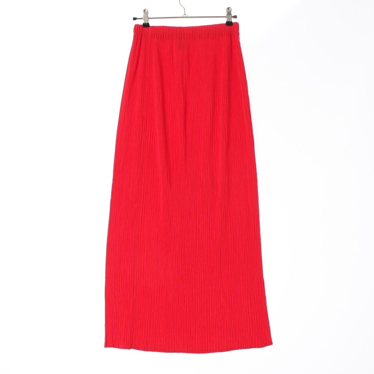 イッセイミヤケ プリーツ ロング スカート IM 63-FG 904 レッド M