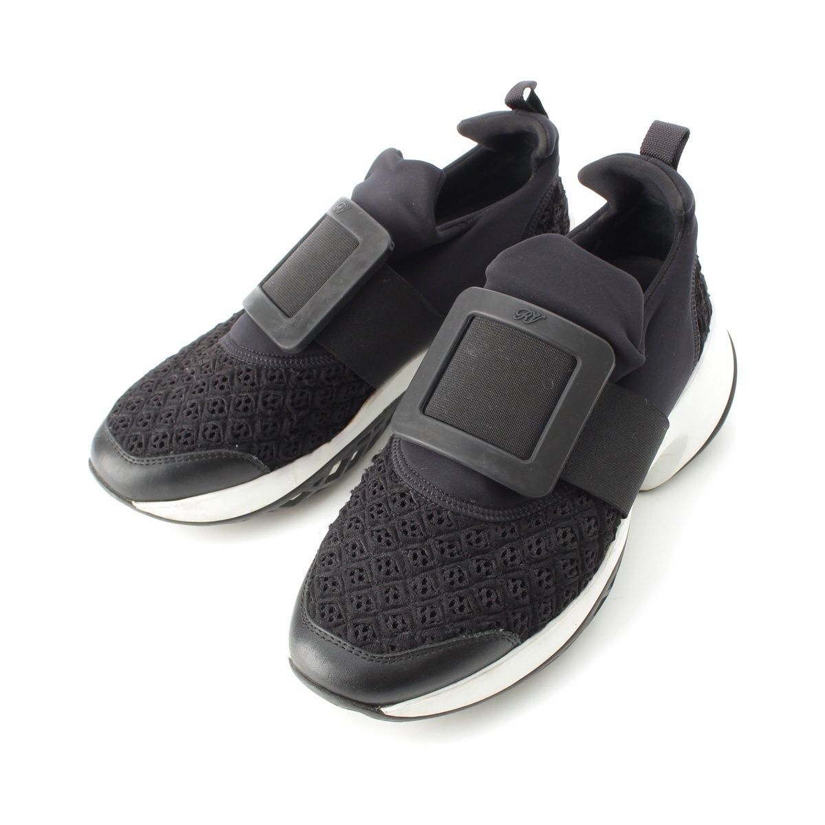ロジェヴィヴィエ ファブリック VIV スクエアバックル メッシュ スニーカー ブラック 37 2 1