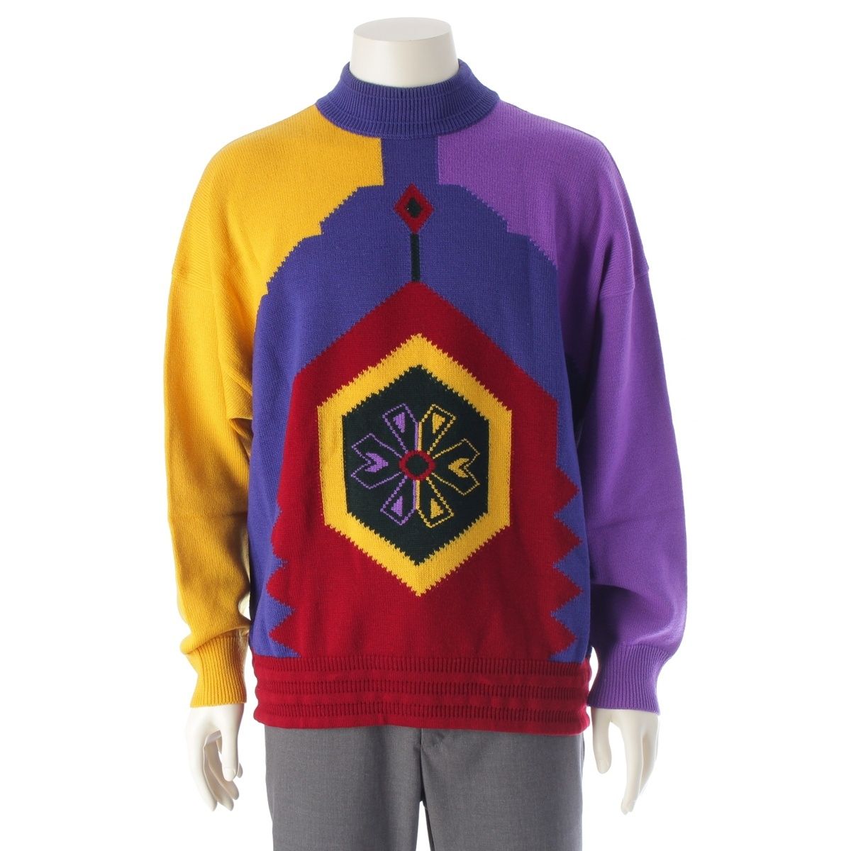 ジャンニ・ヴェルサーチェ 総柄 モックネック ニット セーター マルチ