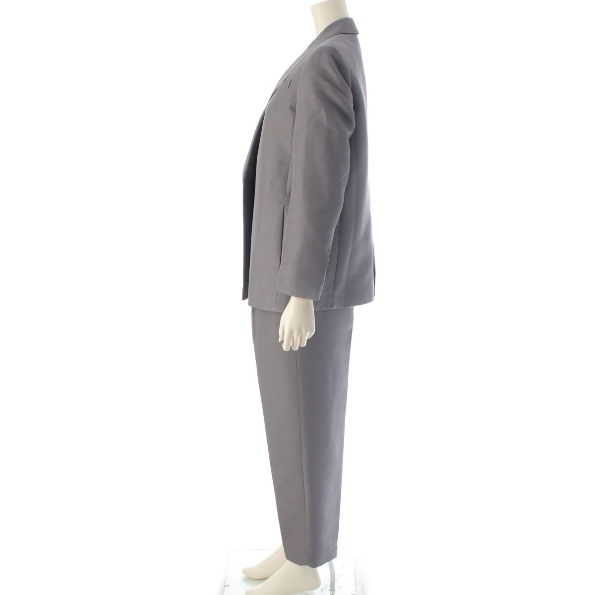 エブール ウール シルク ジャケット パンツ セットアップ スーツ グレー 36