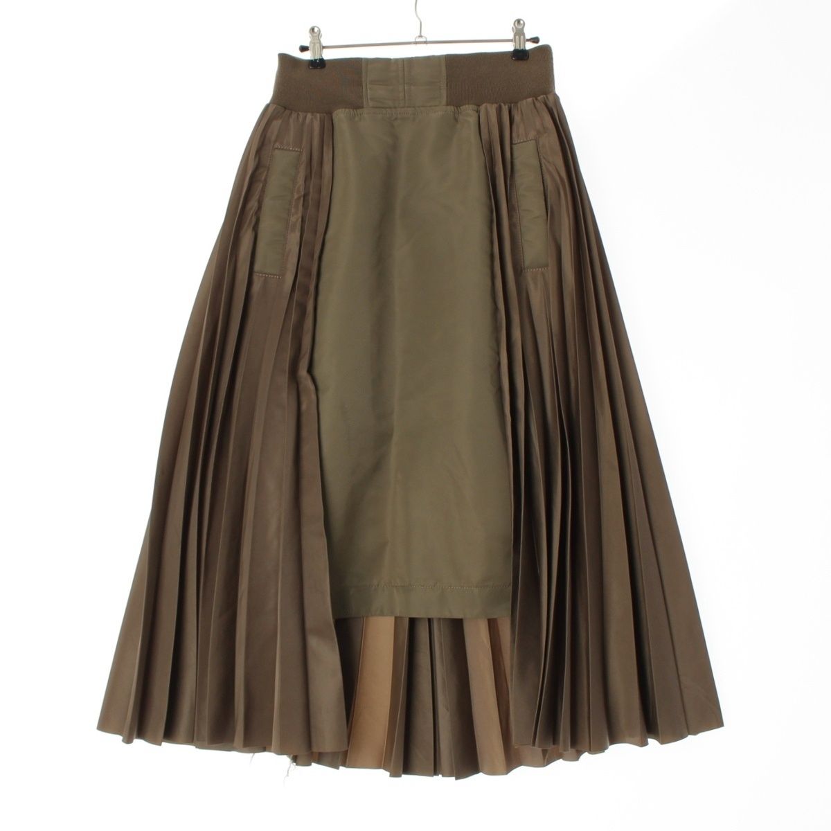サカイ 24 AW ナイロン Nylon Twill Skirt プリーツ スカート 07518 ブラウン カーキ系 2