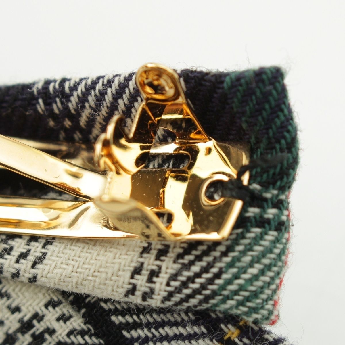 セリーヌ トリオンフ ゴールド金具 チェック柄 リボン バレッタ