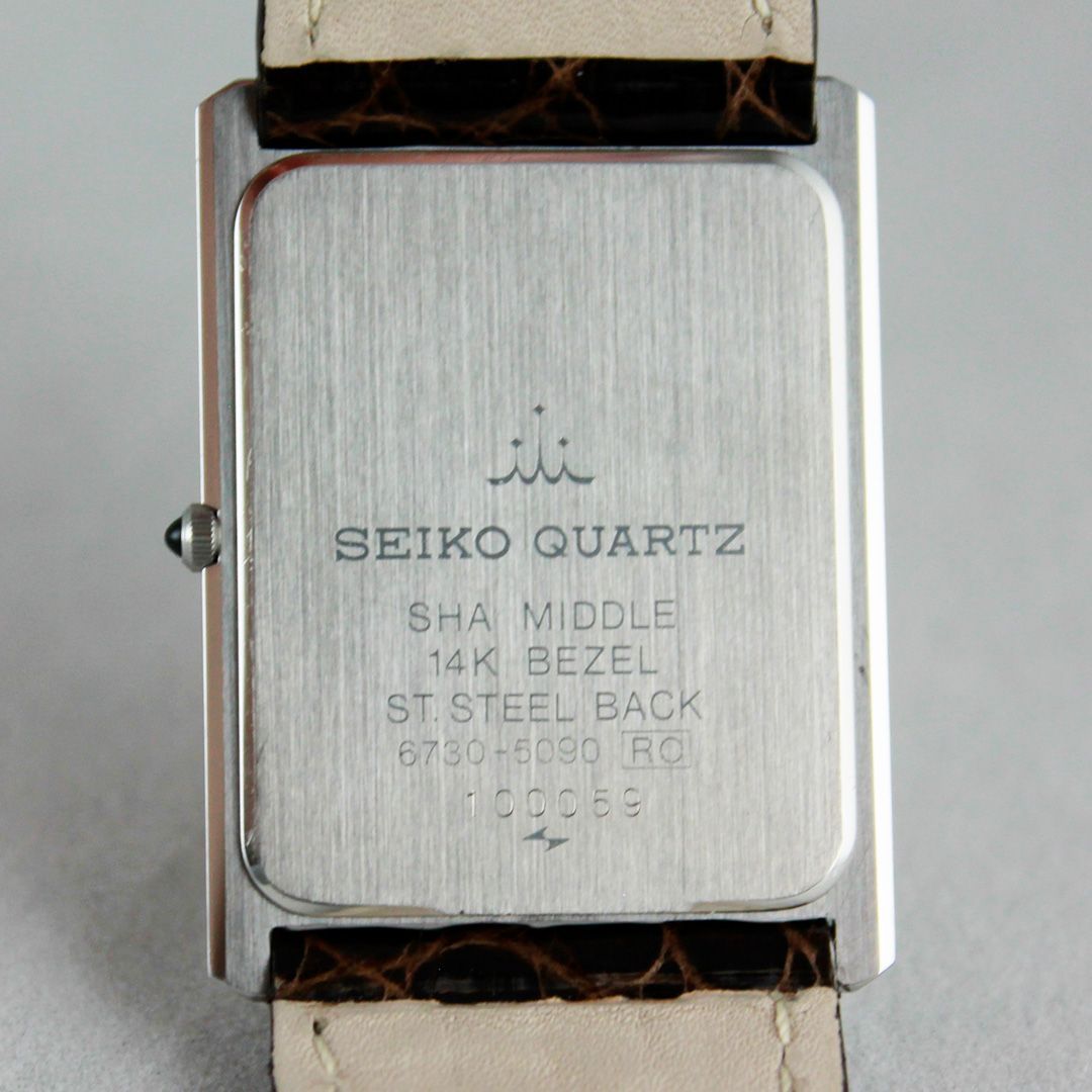 SA168 SEIKO クレドール 6730-5090 スクエア 14K ゴールド 革ベルト