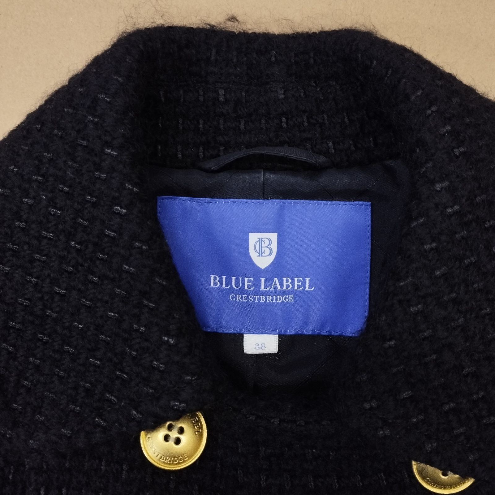 D10512】BURBERRY BLUE LABEL CRESTBRIDGE ウールトレンチコート