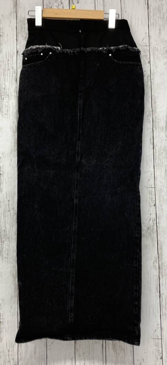 knuth marf／スカート／ブラック／KM24SG06／ docking maxi denim