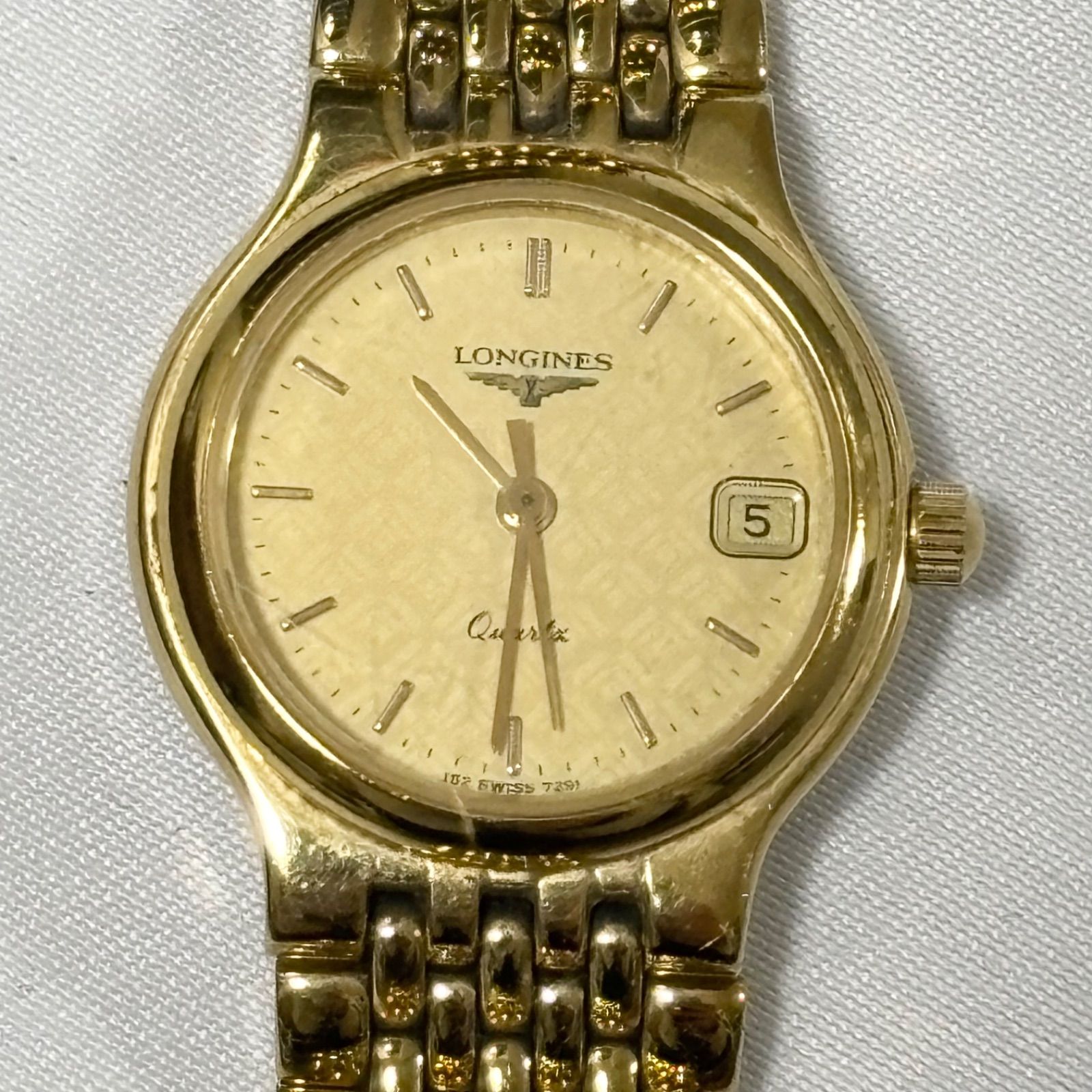 LONGINES クォーツ ゴールド 腕時計 ジャンク 中古品 送料無料】LONGINES/ロンジン/フラッグシップ/デイト/7291/ゴールド