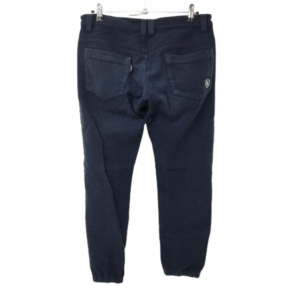 パーリーゲイツ ウールパンツ ネイビー ヘリンボーン柄 ウエスト調整紐